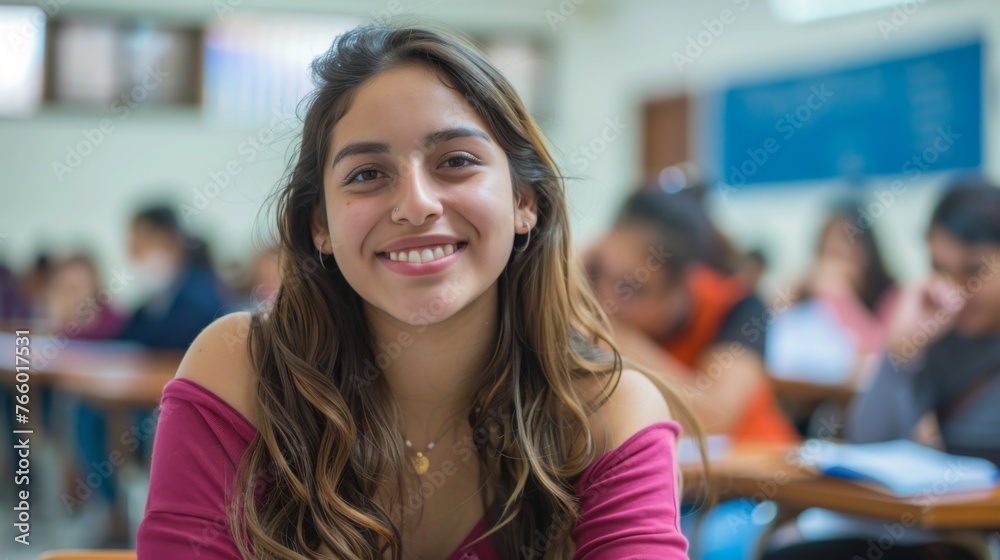 Portrait of a student in a classroom Portrait of a student in a classroom