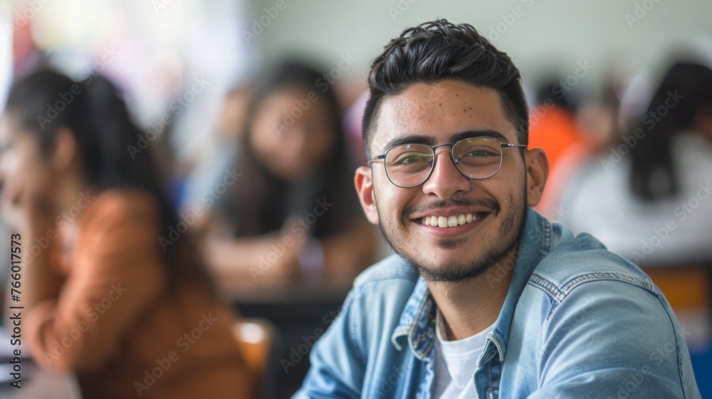 Portrait of a student in a classroom
