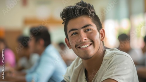 Portrait of a student in a classroom