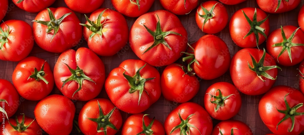 Organic red tomatoes texture background, showcasing fresh, vibrant, and natural produce Organic red tomatoes texture background, showcasing fresh, vibrant, and natural produce