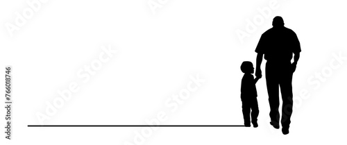 Father's day icon in black and white style. Father's day symbol. Father's day icon for background. Father with son in the garden.