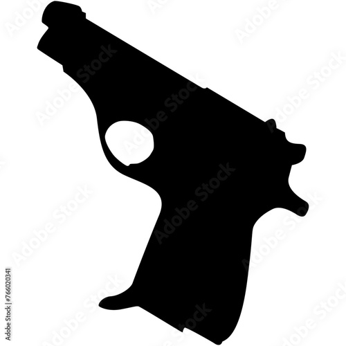 A silhouette of a semi-automatic hand gun