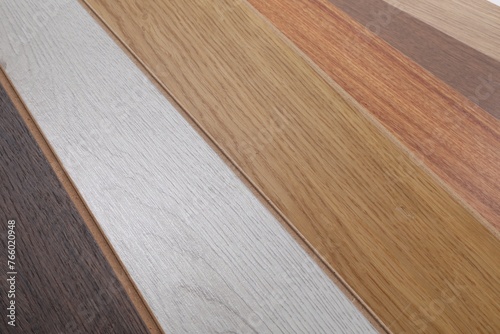 Different samples of wooden flooring as background