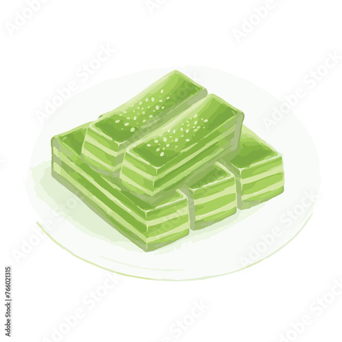 Steamed pandan layer cake, Thai dessert
