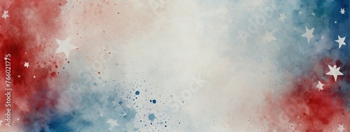 white , blue and red colors with soft faded watercolor star border texture design Memorial or Veterans Day, 4 July, independence day, labor day