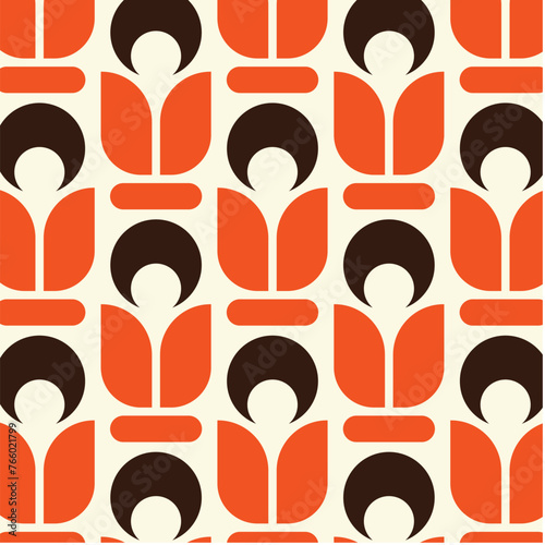 Geometrical Retro Florals Background Wallpaper