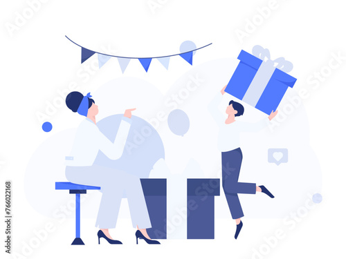 Virtual characters social communication concept business flat vector hand drawn illustration
