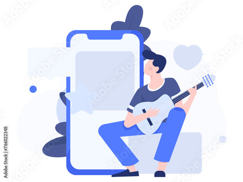 Virtual characters social communication concept business flat vector hand drawn illustration
