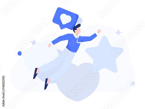 Virtual characters social communication concept business flat vector hand drawn illustration
