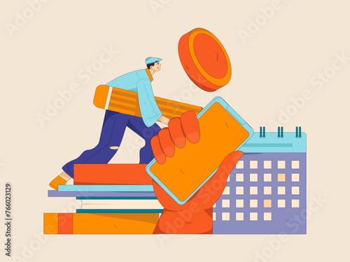 Virtual characters social communication concept business flat vector hand drawn illustration
