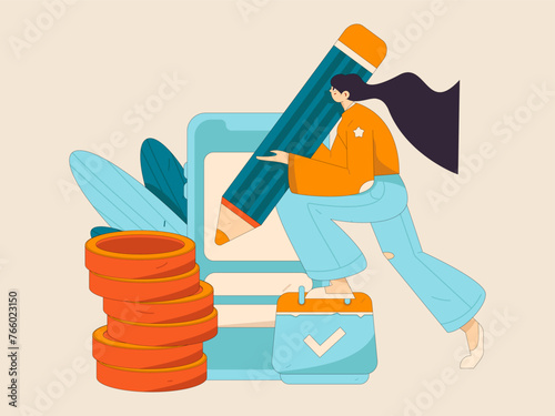 Virtual characters social communication concept business flat vector hand drawn illustration
