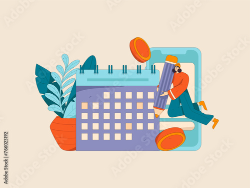 Virtual characters social communication concept business flat vector hand drawn illustration

