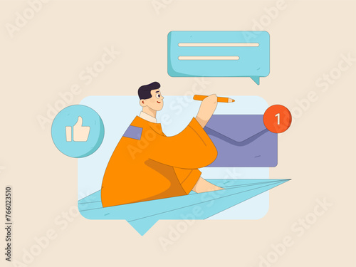 Virtual characters social communication concept business flat vector hand drawn illustration
