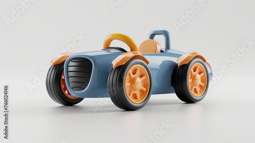 Children's adorable toy car with blue body and orange tires coal © Zahid
