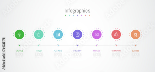 Infographic 7 options design elements for your business data. Vector Illustration.