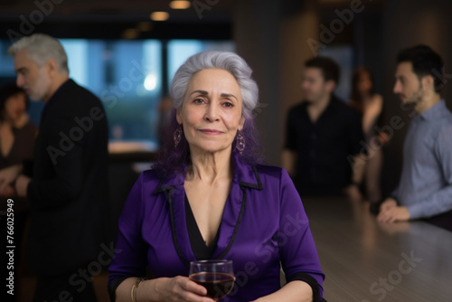 A portrait of a senior businesswoman during a business party gathering