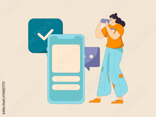 Virtual characters social communication concept business flat vector hand drawn illustration
