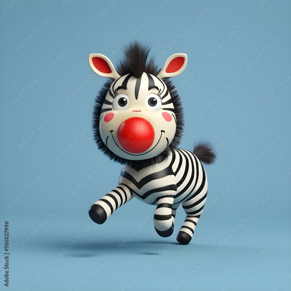 A cartoon Zebra Playing with a boll