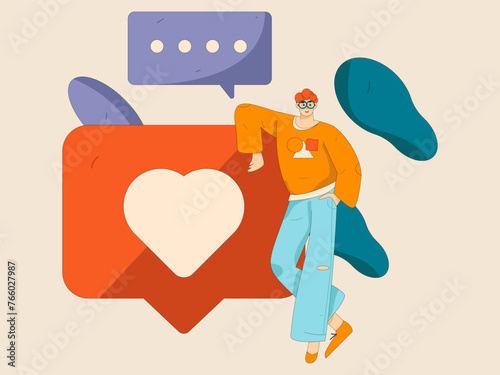 Virtual characters social communication concept business flat vector hand drawn illustration

