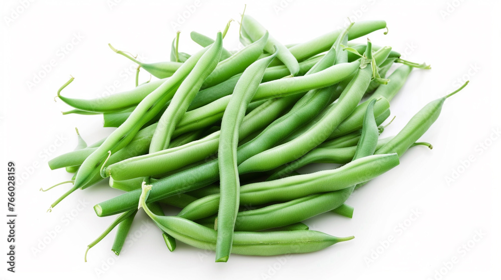 green beans on white background . Generative Ai green beans on white background . Generative Ai