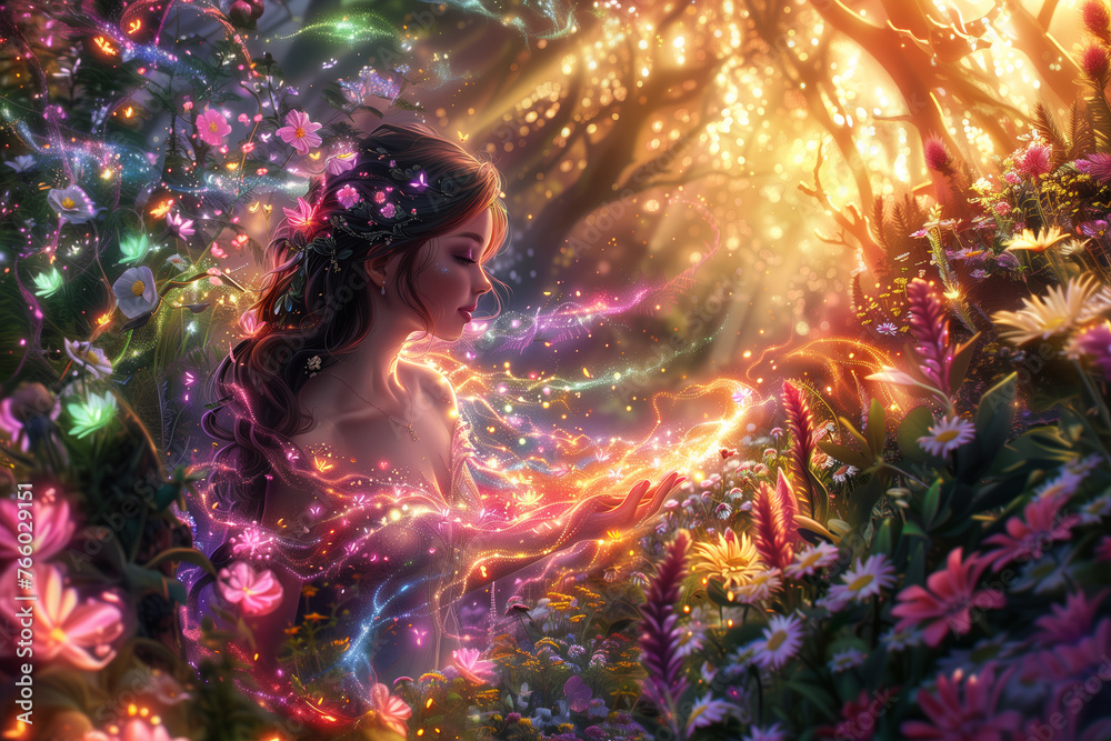 Fairy Princess Pixie Elf Magical Fantasy Romantic Fairytale Beautiful Colors Enchanted Forest