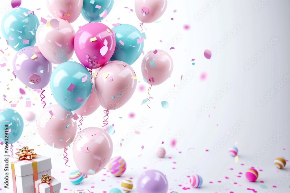 KS Happy birthday background with colorful balloons 