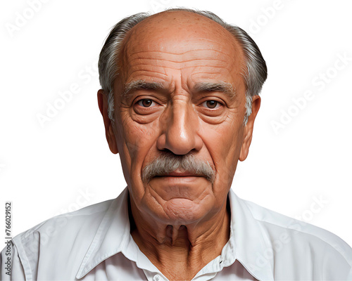 angry old latin man isolated on transparent/white background, cut out