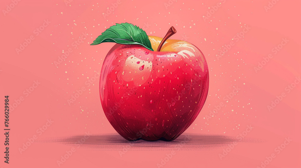 flat style apple fruit illustration - obrazy, fototapety, plakaty 
