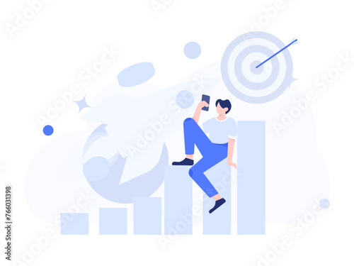 Marketing planning business characters flat vector concept operation hand drawn illustration 