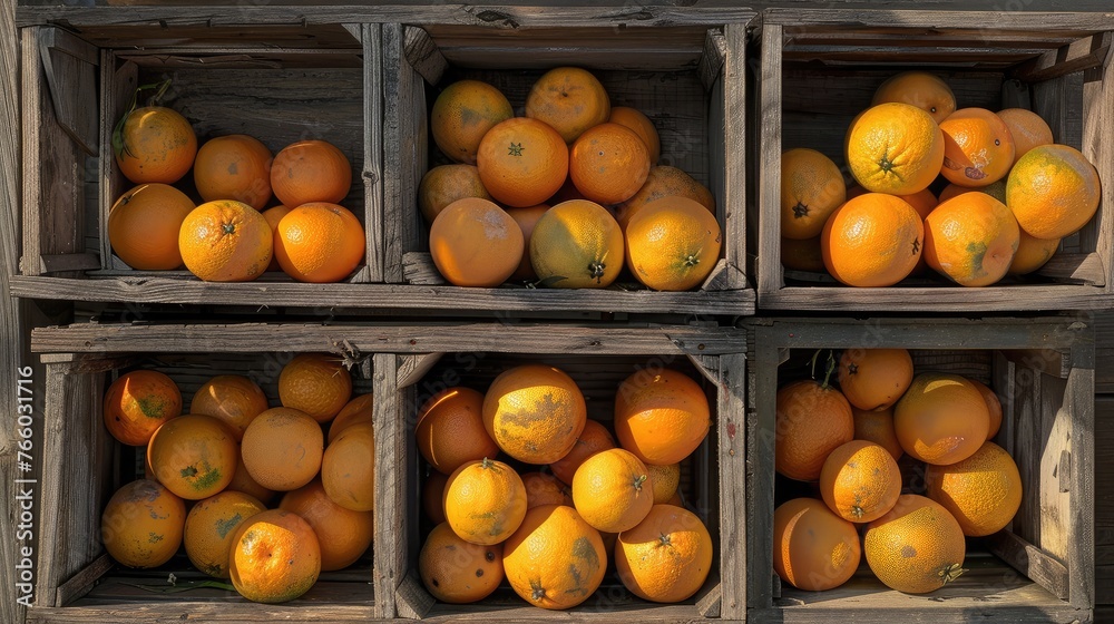oranges in crates