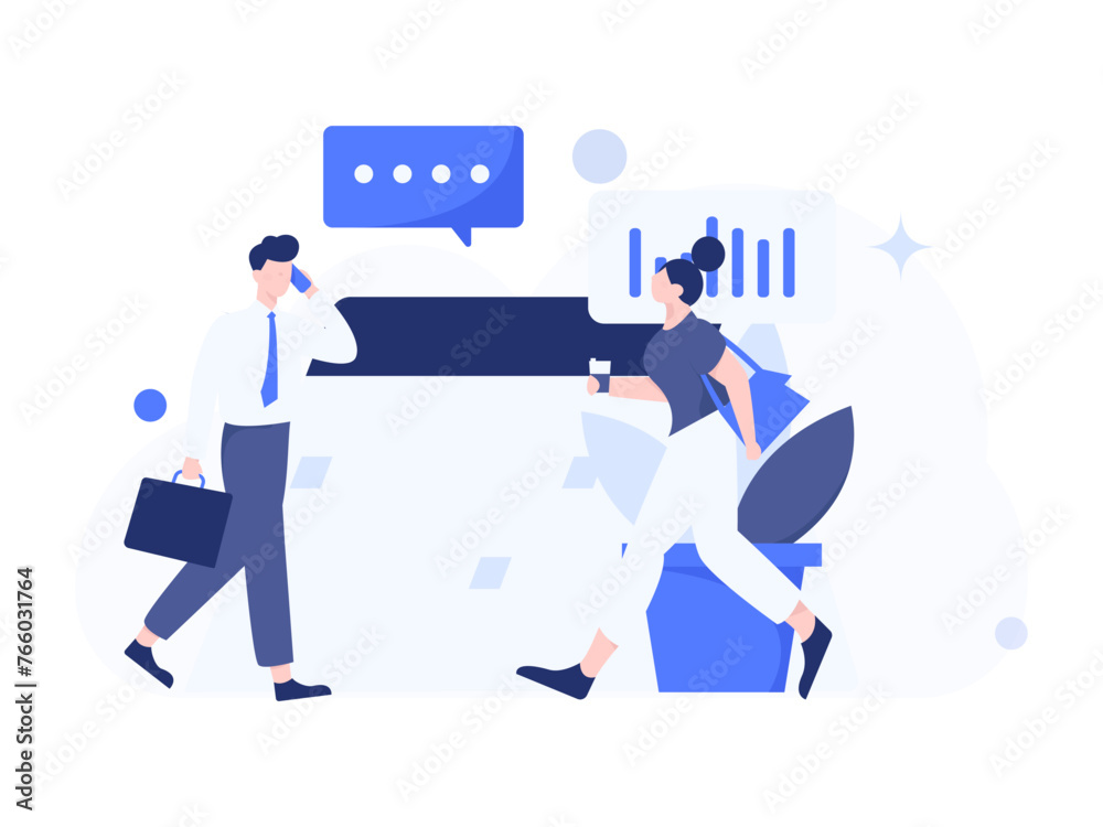 Marketing planning business characters flat vector concept operation hand drawn illustration
