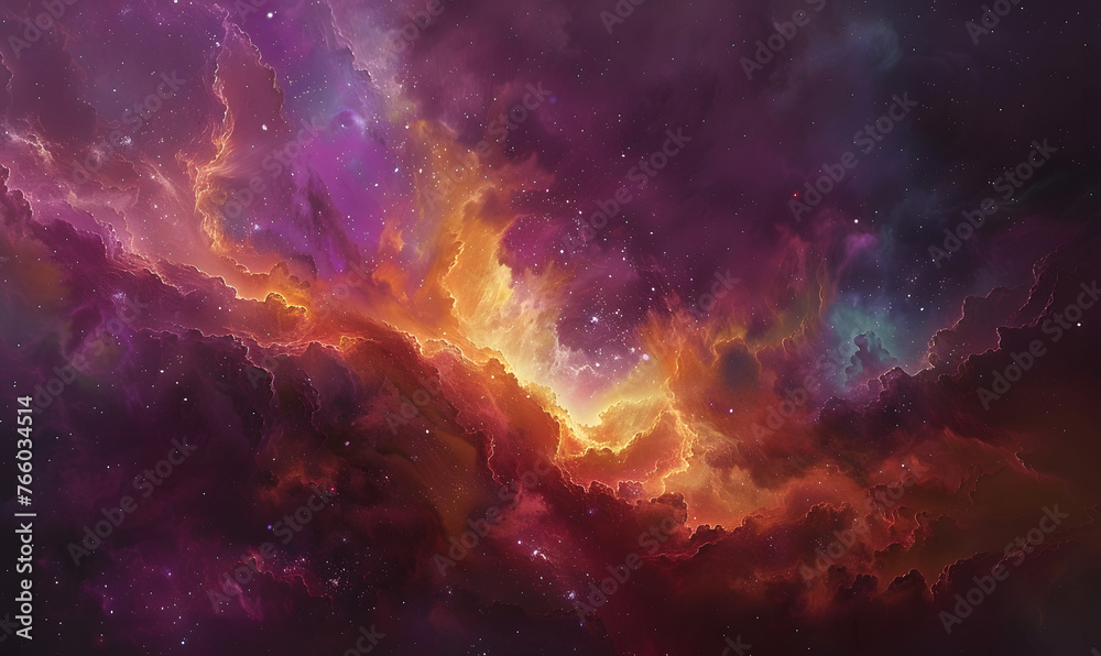 Dazzling night sky blends with a nebula's colors, creating a dreamscape that spans the spectrum of imagination, Generative AI  - obrazy, fototapety, plakaty 