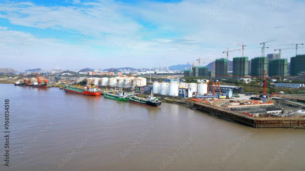 Yongjiang river bank industrial zone, Beilun District, Ningbo, Zhejiang Province, China Yongjiang river bank industrial zone, Beilun District, Ningbo, Zhejiang Province, China