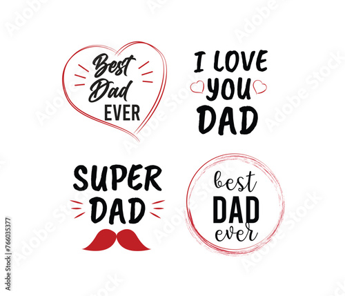 vector hand drawn fathers day label collection
