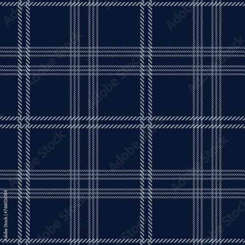  Tartan seamless pattern, white and navy blue, can be used in fashion design. Bedding, curtains, tablecloths