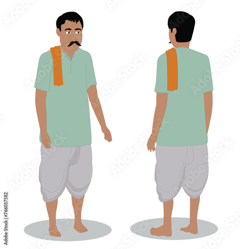 Indian village man cartoon character design
