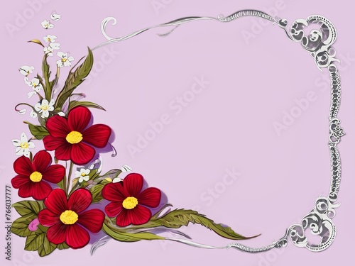 red daisy flowers on card