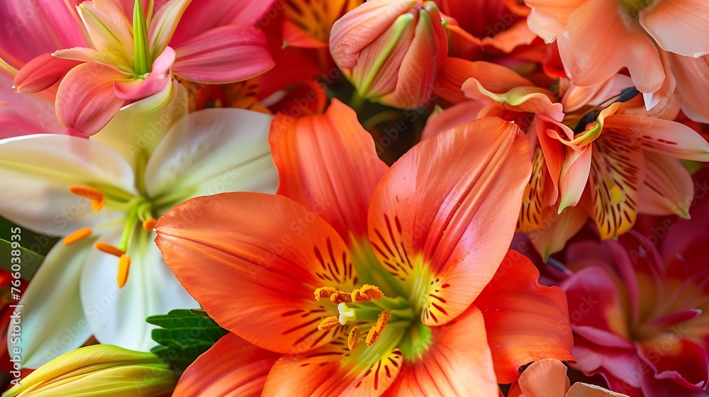 A close-up of a vibrant bouquet of Peruvian(parrot) Lilies. A close-up of a vibrant bouquet of Peruvian(parrot) Lilies.