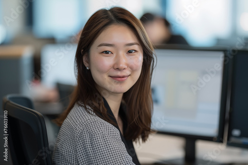 Professional asian businesswoman smiling at the office