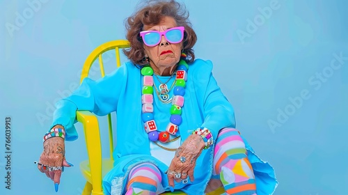 Older lady enjoying and playing