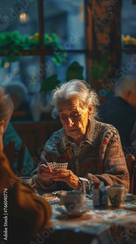 Older lady enjoying and playing