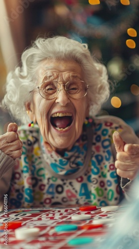 Older lady enjoying and playing