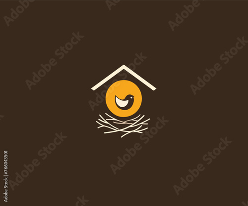 Obraz na płótnie home bird logo design template w salonie