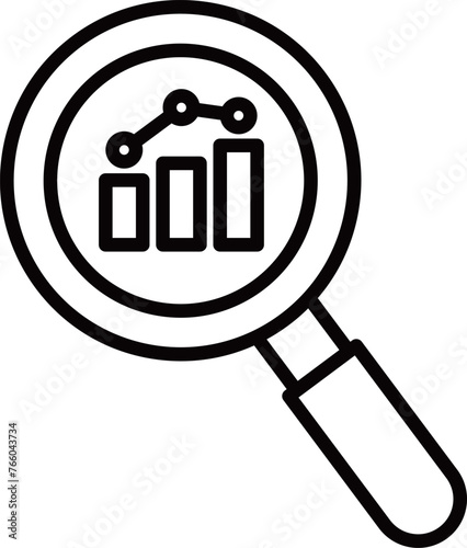 Examining the graph with a magnifying glass.