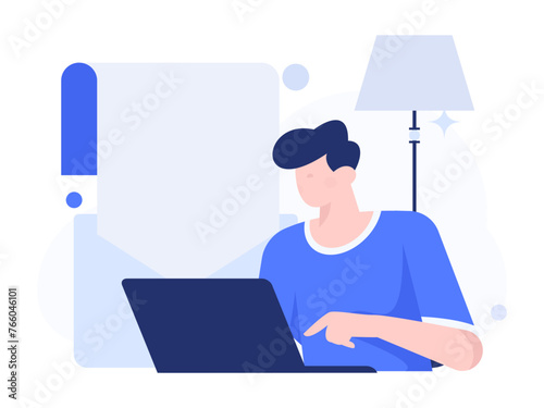 Invite friends to conduct questionnaire flat vector concept operation hand drawn illustration
