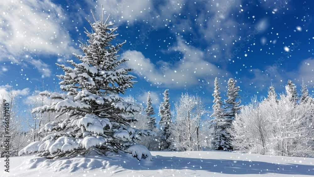 Christmas tree. Looped Christmas snow. Falling snowflakes. Christmas and New Year decoration background. Generative AI. Christmas tree. Looped Christmas snow. Falling snowflakes. Christmas and New Year decoration background. Generative AI.