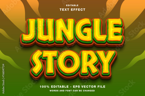 Jungle Story 3d Editable Text Effect Template Style Premium Vector