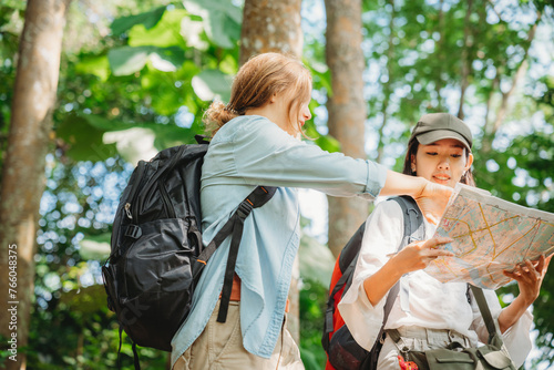 Young female backpacker gro...