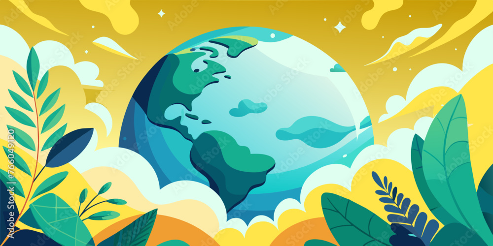 Heal the Planet: Vibrant word Earth Day Vector Art