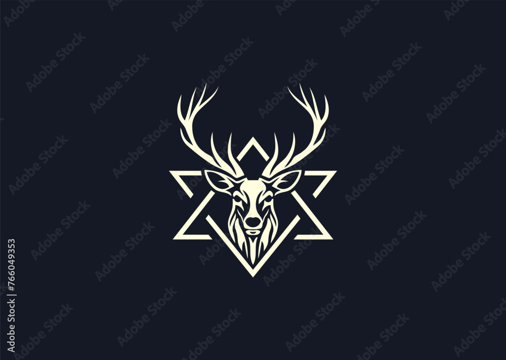 Deer head triangle shape logo design vector icon illustration Deer head triangle shape logo design vector icon illustration